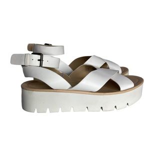 Bershka white strappy flat form sandals